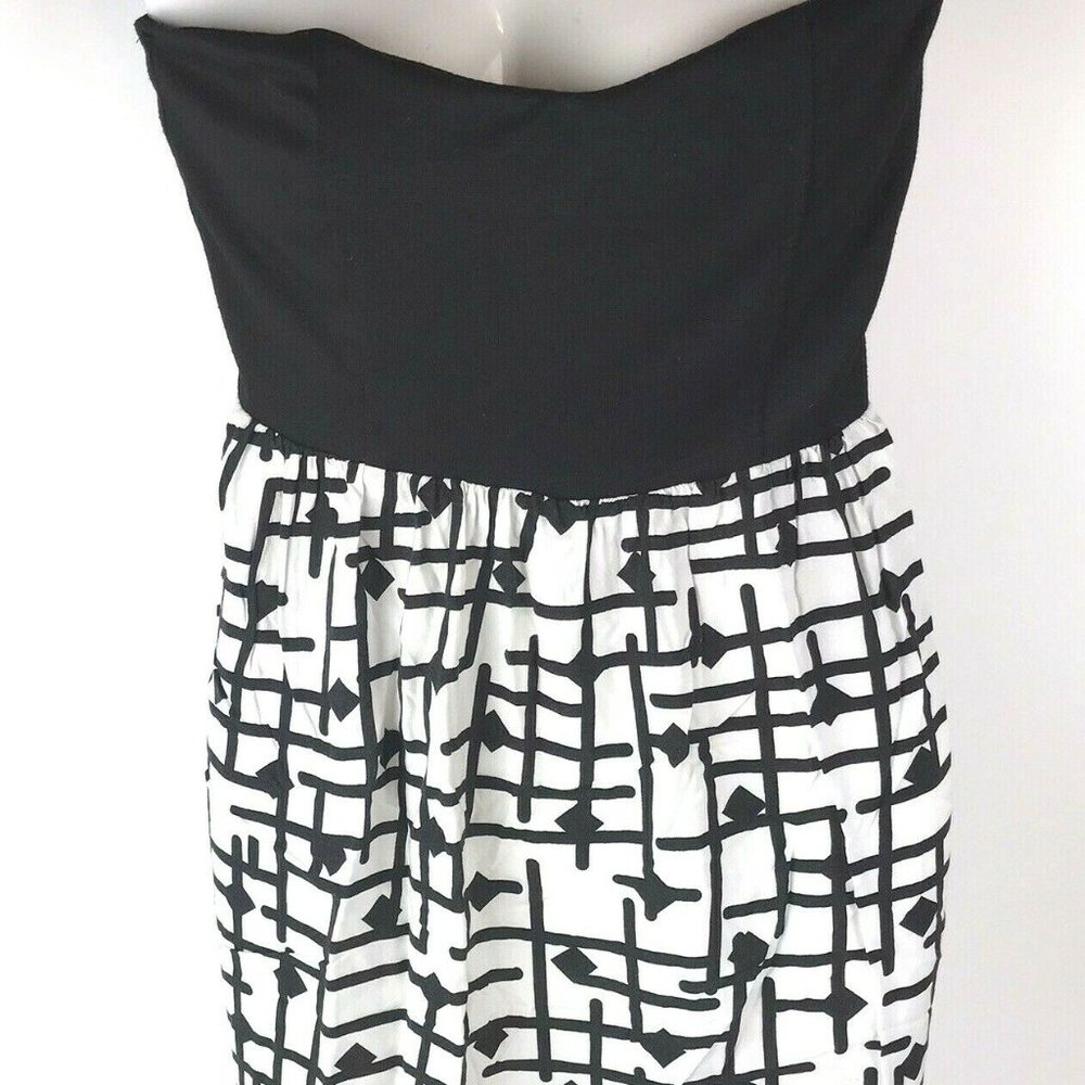 Twin Black White Geometric Dress Women's S Bodycon